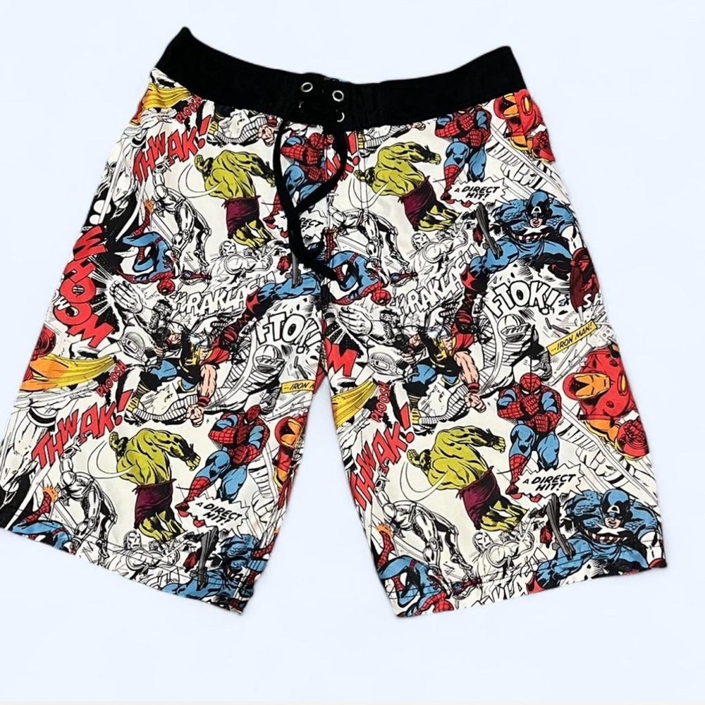 Marvel Comics Avengers Lined Swim Trunks - Men Small